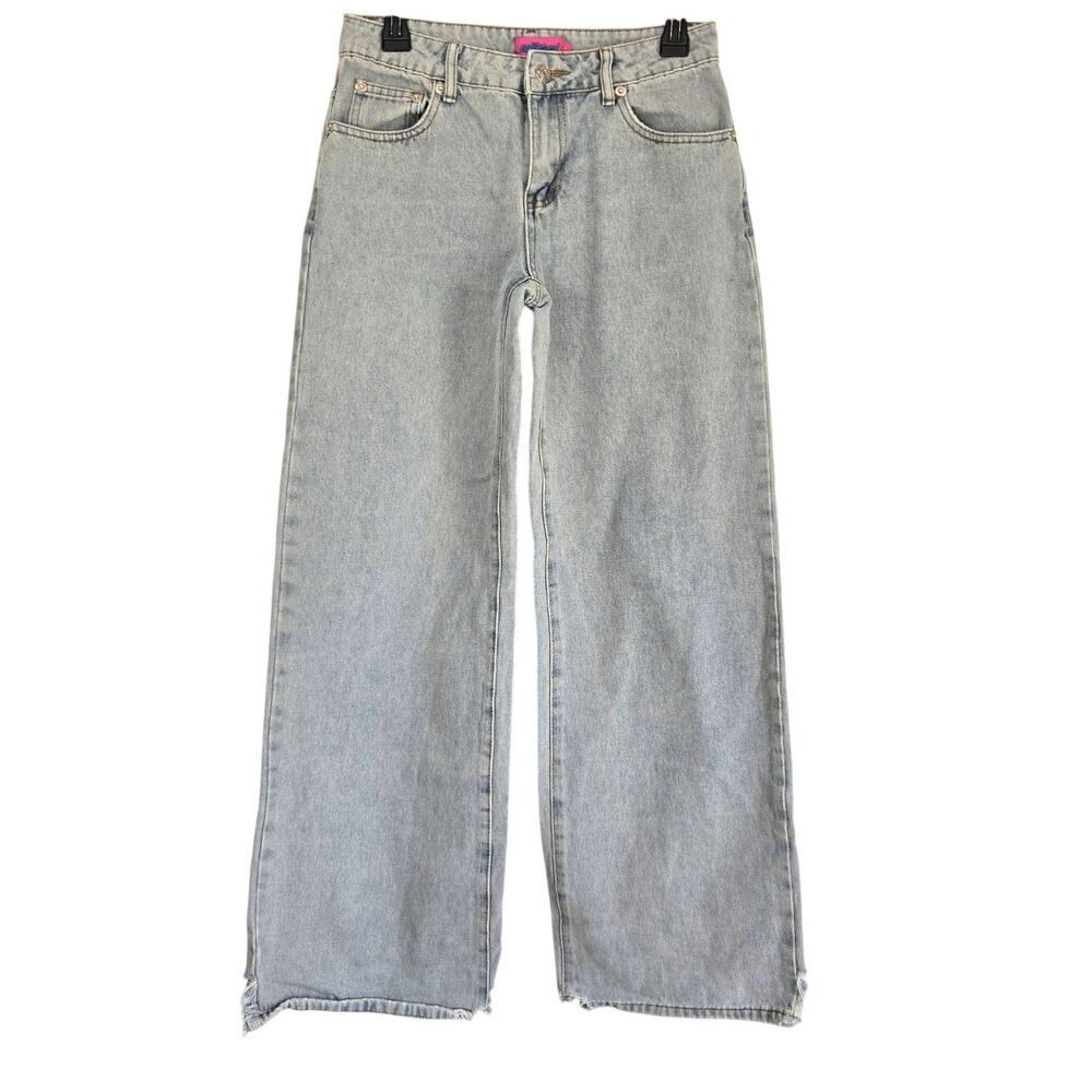 Y2K Edikted Bow Pocket Low Rise Baggy Light Wash Jean Mallcore Ballet Size Small
